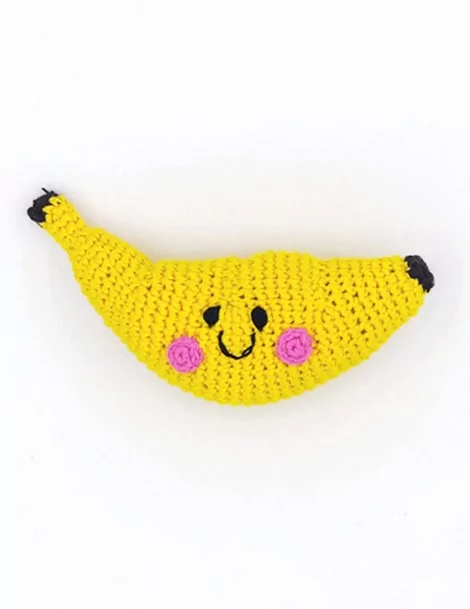 Peluche banane avec hochet 9 cm Pebble Child - 