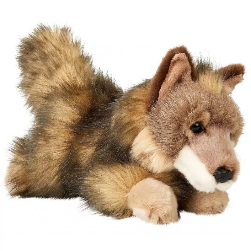 Peluche Louveteau couché - 24 cm -