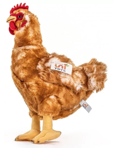 Peluche Poule marron - 37 cm -
