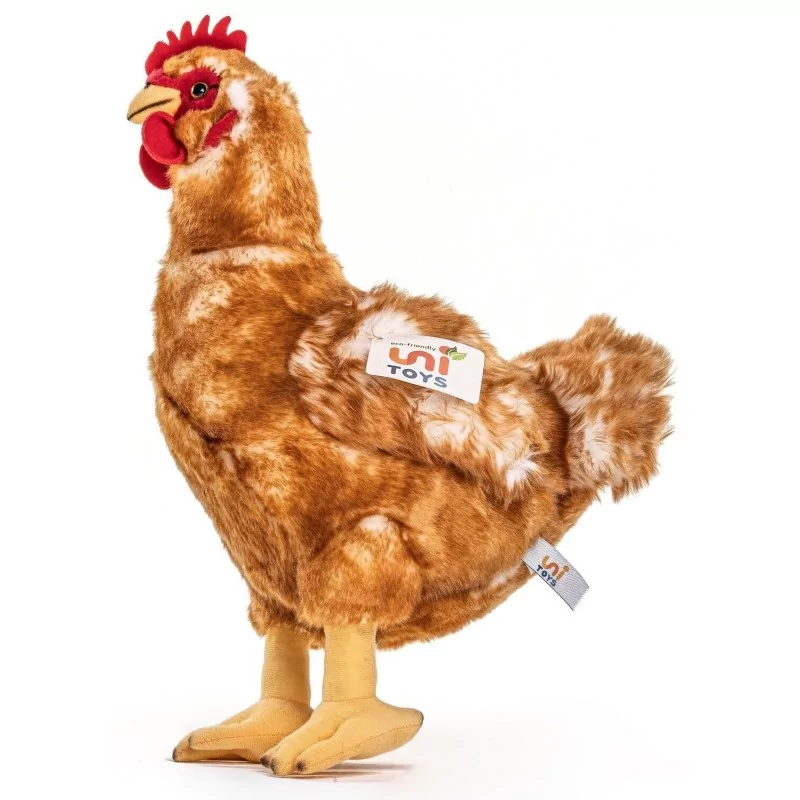 Peluche Poule marron - 37 cm -