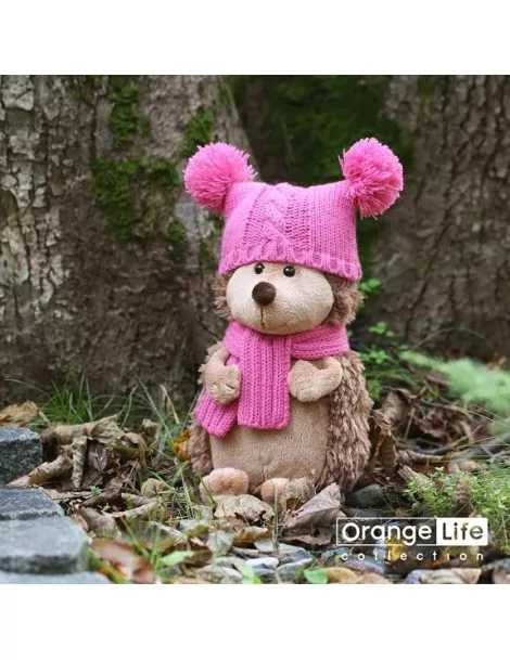 Peluche, Collection Life - Fluffy le hérisson avec son chapeau à double pompon (18 cm) - 