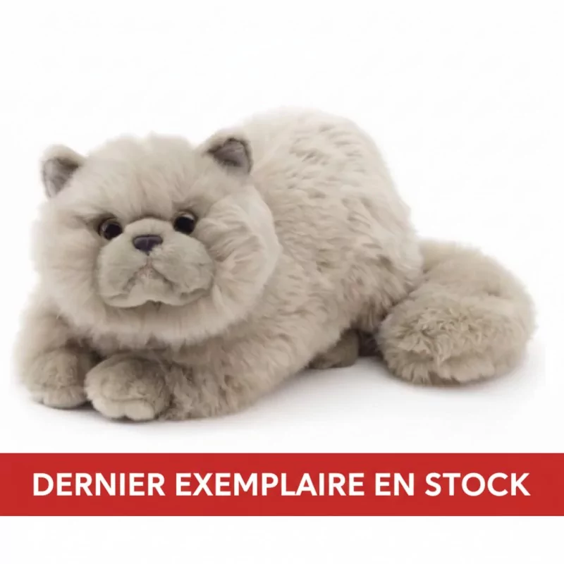 Peluche Chat persan gris, couché - 31 cm Unitoys Ecofriendly - 