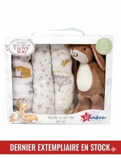 Coffret cadeau doudou et mousseline Devine Combien je t'aime - 