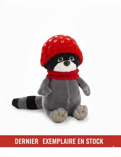 Peluche raton laveur 18 cm avec bonnet rouge Orange toys - 