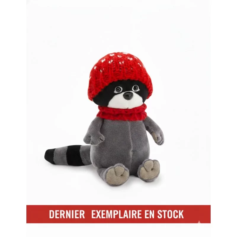 Peluche raton laveur 18 cm avec bonnet rouge Orange toys - 