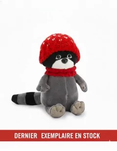 Peluche raton laveur 18 cm avec bonnet rouge Orange toys - 