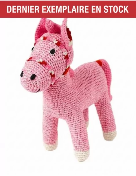 Peluche Poney Rose en coton bio 26 cm Anne Claire Petit - 