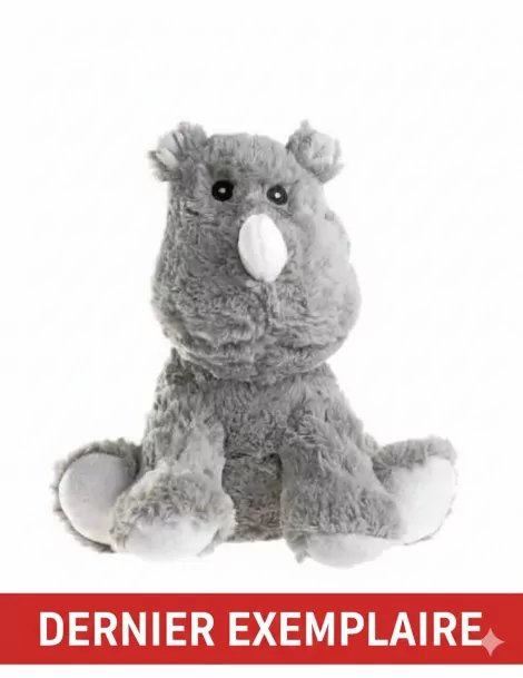 Peluche Rhinocéros Gris Bouillotte 25 cm - 