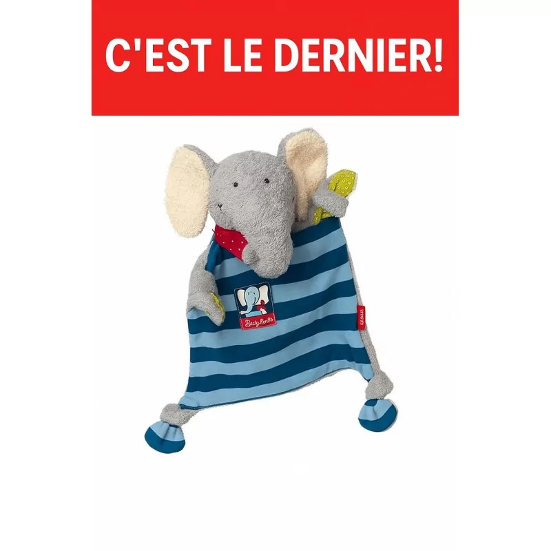 Doudou elephant plat rayé bleu 26 cm Sigikid - 