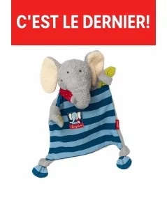 Doudou elephant plat rayé bleu 26 cm Sigikid - 
