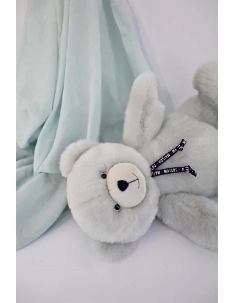 Ours en Peluche Gris Perle 35 cm Fabrication Française Mailou Tradition - 