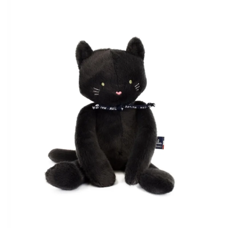 Peluche Chat Méloé Gris anthracite - 37 cm Made in France - 