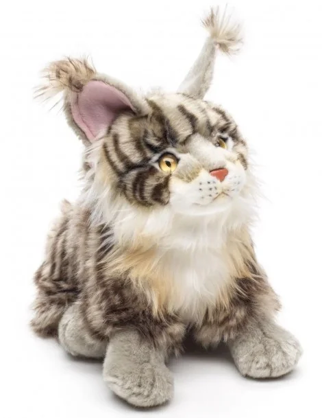 Peluche Chat Maine Coon, assis (gris) - 30 cm Unitoys Ecofriendly - 