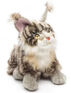 Peluche Chat Maine Coon, assis (gris) - 30 cm Unitoys Ecofriendly - 